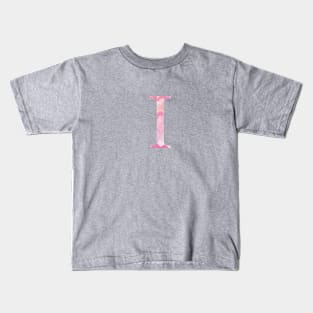 Pink Iota Watercolor Letter Kids T-Shirt